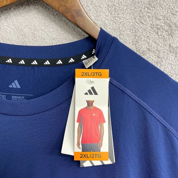 NEW Adidas Men's 2XL Active Tee Blue Crewneck 100% Polyester - Picture 9 of 10